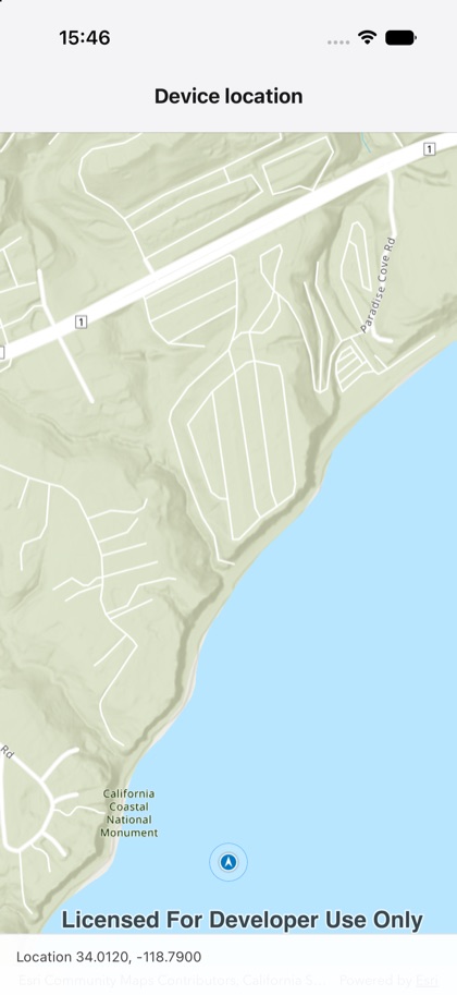 Device location running on iOS