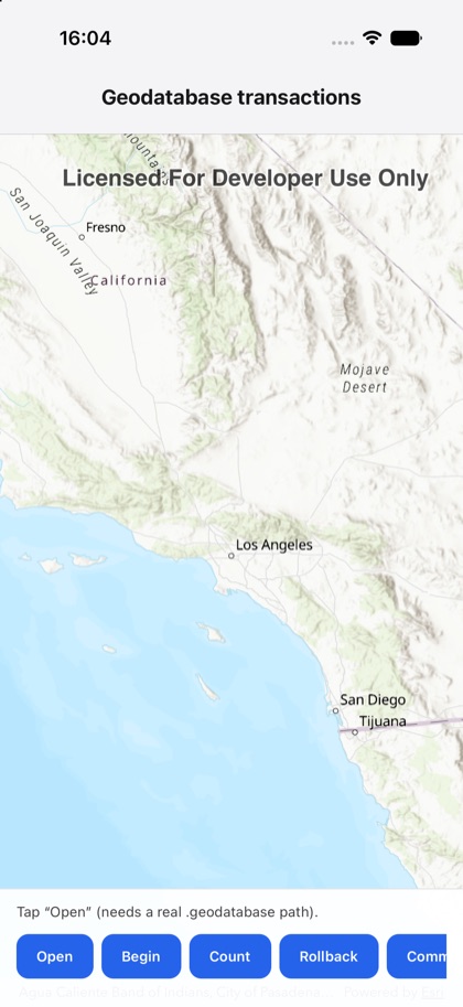 Geodatabase transactions running on iOS