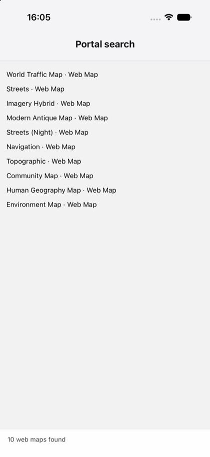Portal search running on iOS