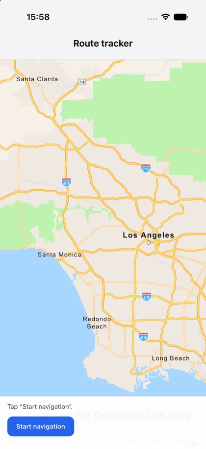 Route tracker running on iOS