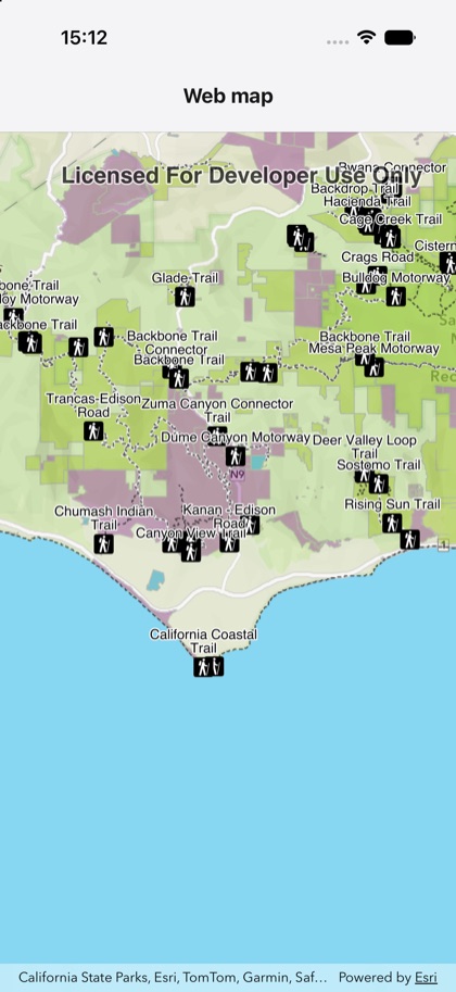 Web map running on iOS