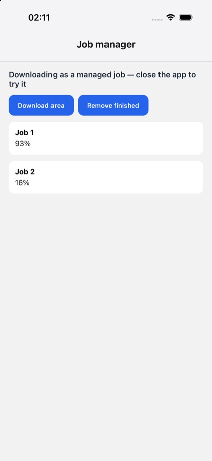 Job manager running on iOS