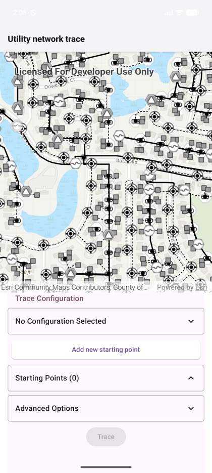 Utility network trace running on Android